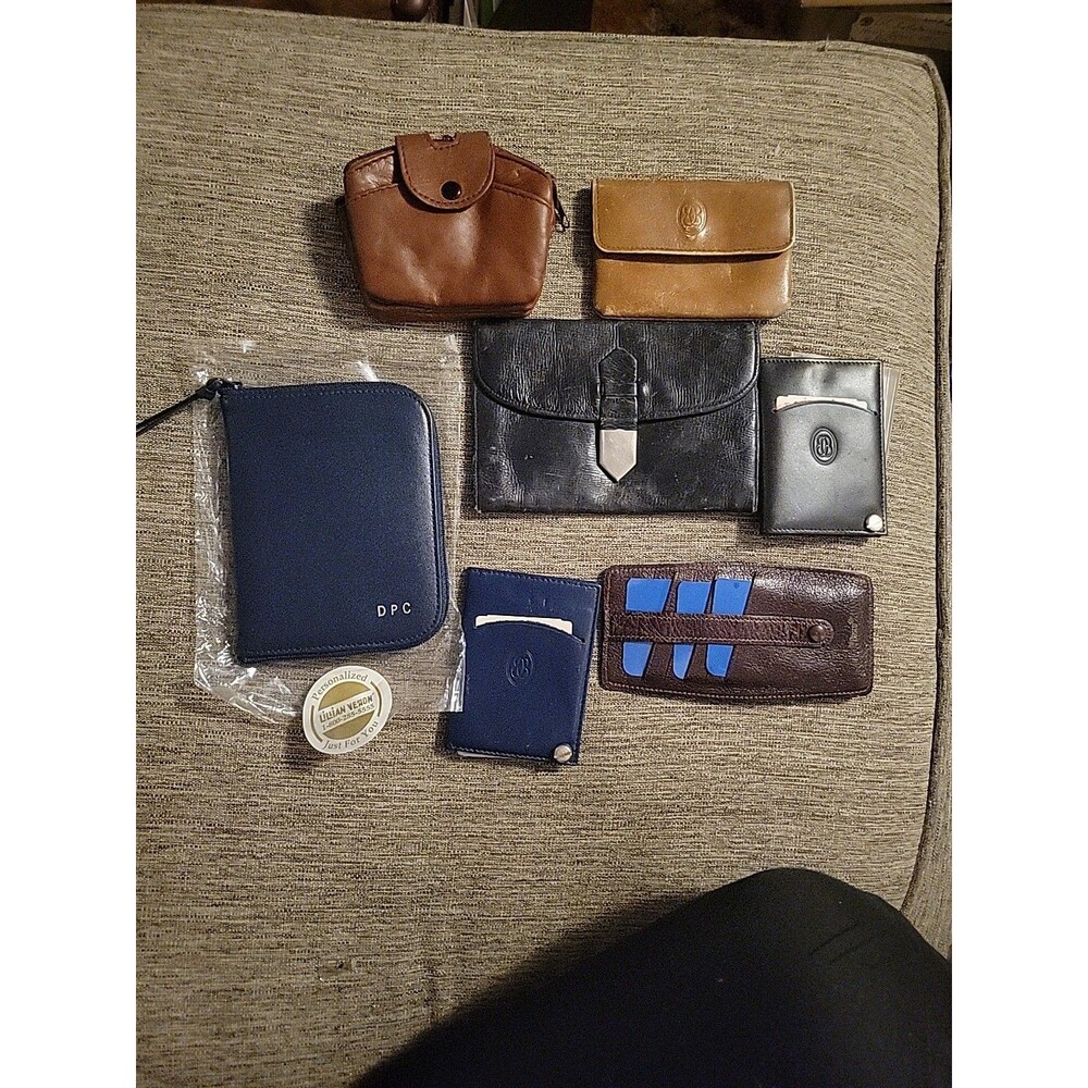 Lot 7 Vintage Women's Wallets Card Case Coin Purse Buxton Bosca Navy Brown Black